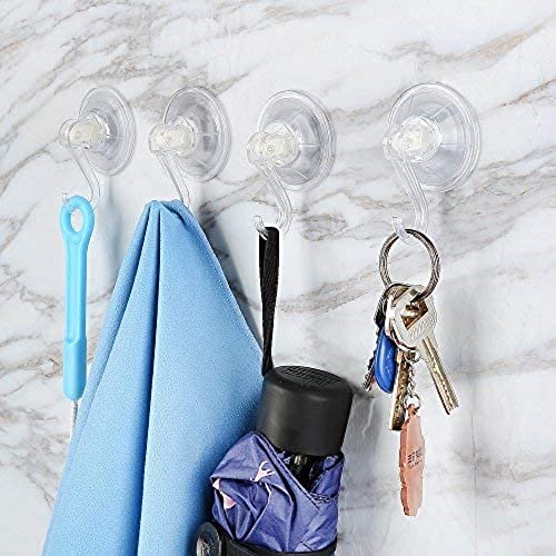 1st choice Clear Plastic Suction Cup Hook, oobest 6 Pack Ultra Heavy Duty Hooks Strong Power Lock Hooks Vacuum Traceless Hooks Smooth Waterproof Oil-Proof Wall Shower Kitchen Window Bathroom Holder