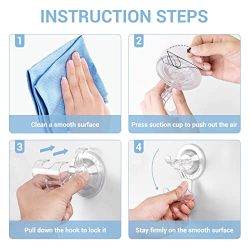 Teletrogy Suction Cup Razor Holder 4 Pack, Reusable Powerful Shower Suction Hooks Razor Holder for Inside Shower, Waterproof Shaver Holder for Kitchen Bathroom Door Glass Loofah Towel Robe Wreath
