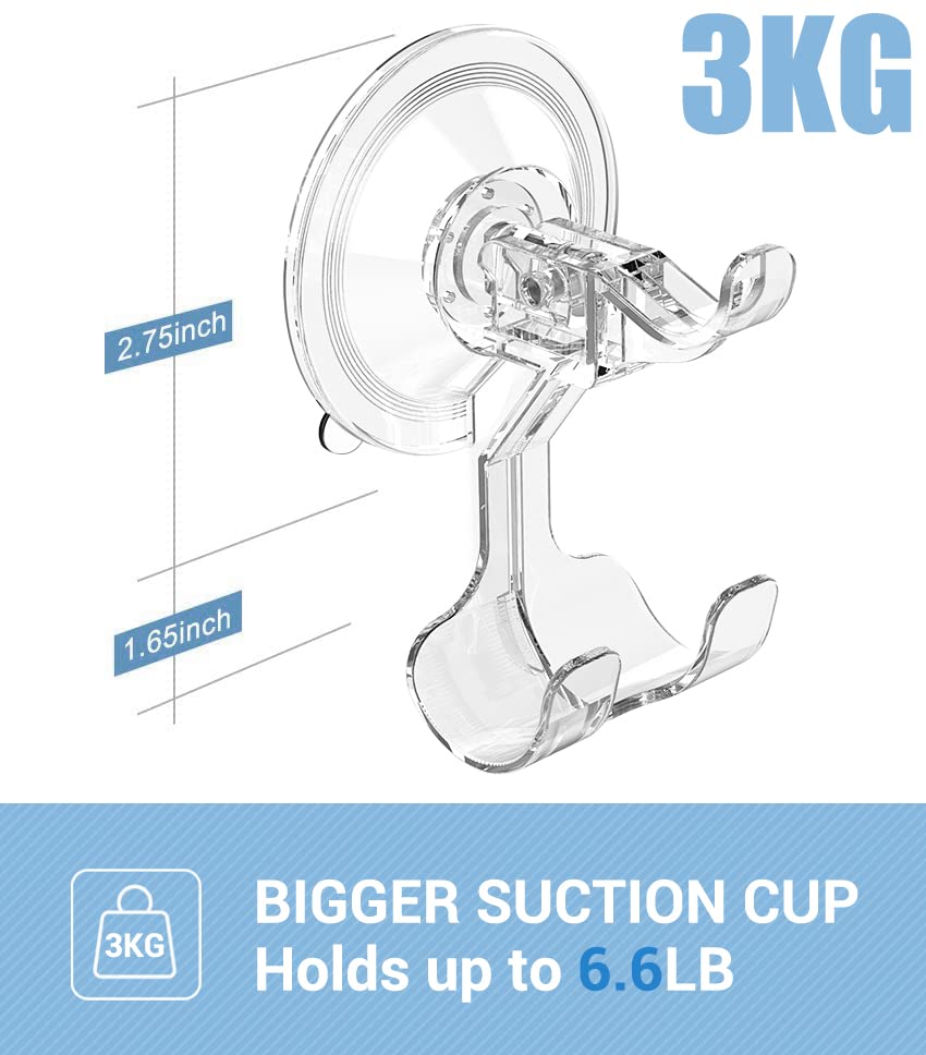 Teletrogy Suction Cup Razor Holder 4 Pack, Reusable Powerful Shower Suction Hooks Razor Holder for Inside Shower, Waterproof Shaver Holder for Kitchen Bathroom Door Glass Loofah Towel Robe Wreath