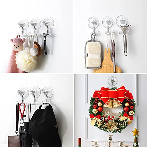 Teletrogy Suction Cup Razor Holder 4 Pack, Reusable Powerful Shower Suction Hooks Razor Holder for Inside Shower, Waterproof Shaver Holder for Kitchen Bathroom Door Glass Loofah Towel Robe Wreath