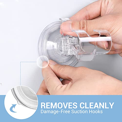 Teletrogy Suction Cup Razor Holder 4 Pack, Reusable Powerful Shower Suction Hooks Razor Holder for Inside Shower, Waterproof Shaver Holder for Kitchen Bathroom Door Glass Loofah Towel Robe Wreath