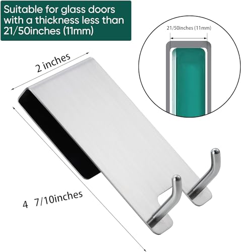 Taozun Shower Door Hooks - Over The Door Hooks for Shower Towel Hooks for Bathroom Frameless Glass Shower Door, Shower Squeegee Hooks Stainless Steel 2 Packs