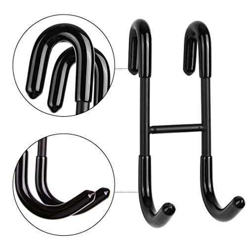 NINETREX Shower Door Towel Hooks,Over Glass Door Black Hook for Bathrooms,Towel Rack Heavy Duty 304 Stainless Steel for Towels Frameless Glass Door,Coats,Squeegee,loofah,2 Pack,Black