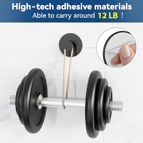 bussdis Towel Hooks for Bathroom Wall - Extra Sticky Stainless, Holds up to 20LB, Coat Hooks Wall Hooks, Adhesive Door Holder Hanger Shower Accessories, Matt Black Heavy Duty