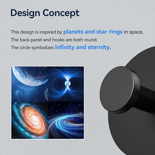 bussdis Towel Hooks for Bathroom Wall - Extra Sticky Stainless, Holds up to 20LB, Coat Hooks Wall Hooks, Adhesive Door Holder Hanger Shower Accessories, Matt Black Heavy Duty