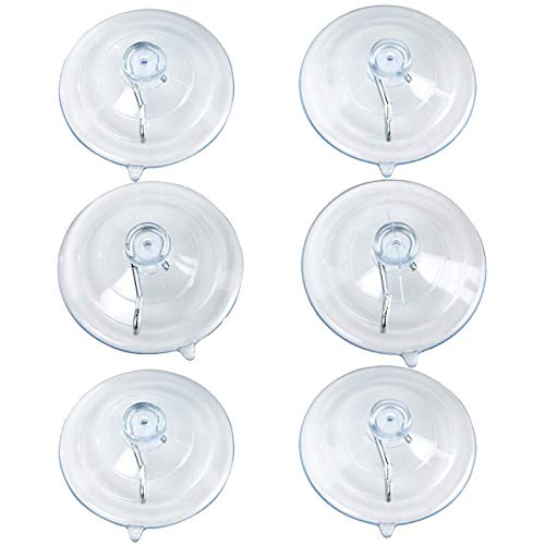 BEADNOVA Suction Cup Hooks 2.5 Inches Suction Cups with Hooks Suction Cup Hook for Window Glass Wall (6 Packs)