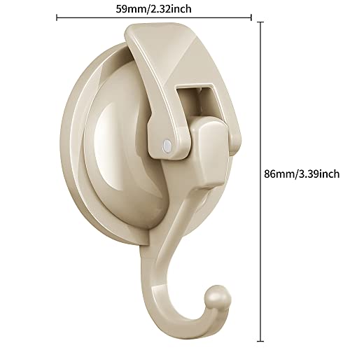 SOCONT Suction Cup Hooks for Shower, Heavy Duty Vacuum Shower Hooks for Inside Shower, Rice Yellow-Plated Plished Easy to Install Super Suction for Kitchen Bathroom Restroom,2 Pack