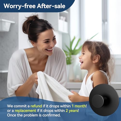 bussdis Towel Hooks for Bathroom Wall - Extra Sticky Stainless, Holds up to 20LB, Coat Hooks Wall Hooks, Adhesive Door Holder Hanger Shower Accessories, Matt Black Heavy Duty