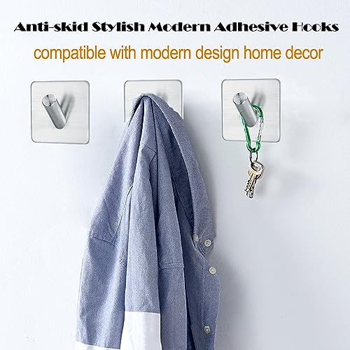 Fotosnow Anti-Skid Adhesive Towel Hanger Waterproof Stainless Steel Stick on Shower No Drill Sticky Hooks for Hanging-Bathroom and Kitchen 4 Packs