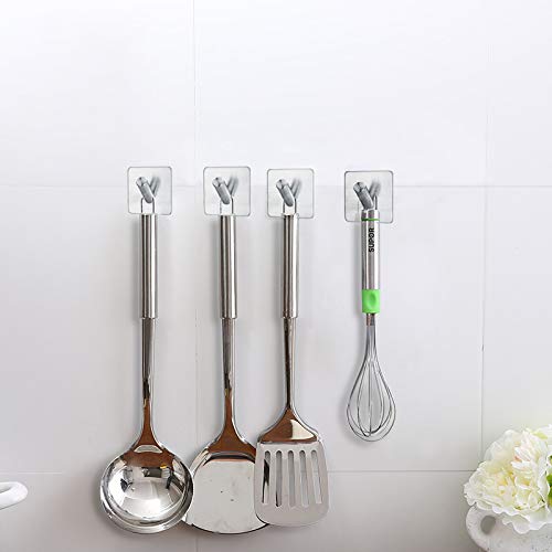 Fotosnow Anti-Skid Adhesive Towel Hanger Waterproof Stainless Steel Stick on Shower No Drill Sticky Hooks for Hanging-Bathroom and Kitchen 4 Packs