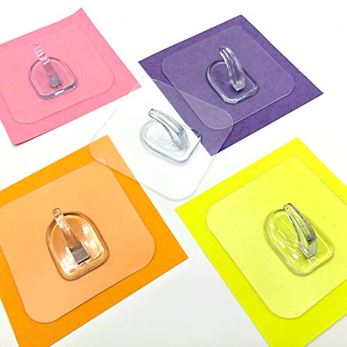 Tub Cubby 5-Pack of Wall Hooks for Kitchen & Bath Transparent Reusable Adhesive Stickers for Pictures Utensils Towels Bath Toy Organizer
