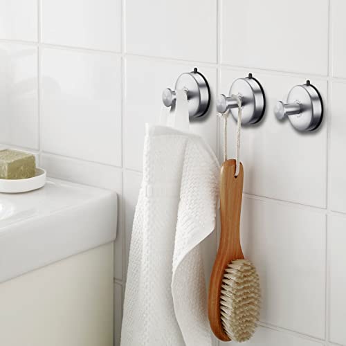 DGYB Suction Cup Hooks for Shower Set of 4 Brushed Nickel Towel Hooks for Bathrooms Waterproof Stainless Shower Hooks for Inside Shower 15 Lb Bathroom Hooks for Towels