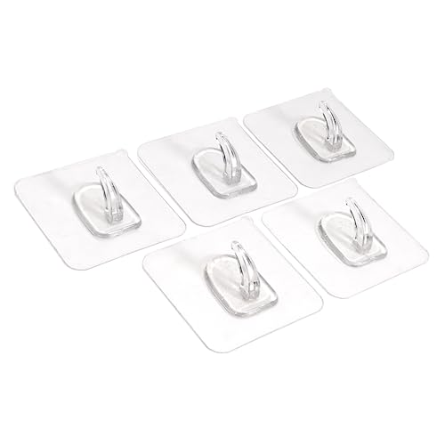 Tub Cubby 5-Pack of Wall Hooks for Kitchen & Bath Transparent Reusable Adhesive Stickers for Pictures Utensils Towels Bath Toy Organizer