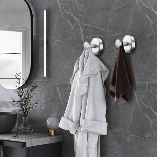 DGYB Suction Cup Hooks for Shower Set of 4 Brushed Nickel Towel Hooks for Bathrooms Waterproof Stainless Shower Hooks for Inside Shower 15 Lb Bathroom Hooks for Towels