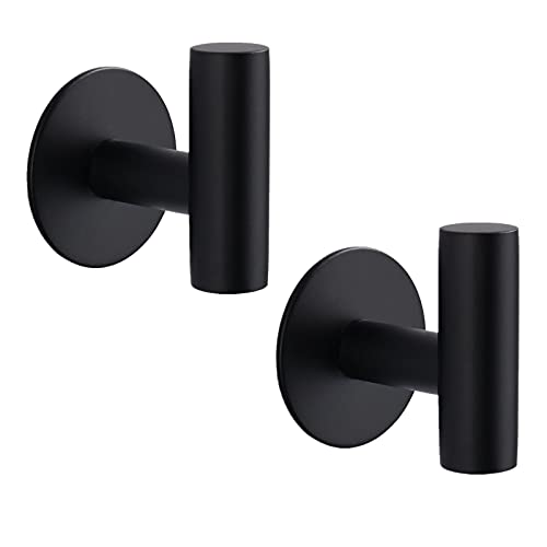 Adhesive Hooks Heavy Duty Wall Hooks Stainless Steel Waterproof Shower Hooks, Adhesive Holders Coat Hooks for Hanging, Wall Mounted Towel Hooks for Bathroom Kitchen - 2 Pack