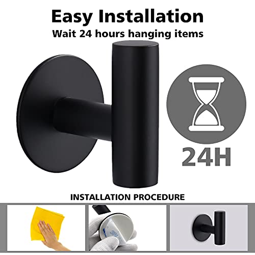 Adhesive Hooks Heavy Duty Wall Hooks Stainless Steel Waterproof Shower Hooks, Adhesive Holders Coat Hooks for Hanging, Wall Mounted Towel Hooks for Bathroom Kitchen - 2 Pack