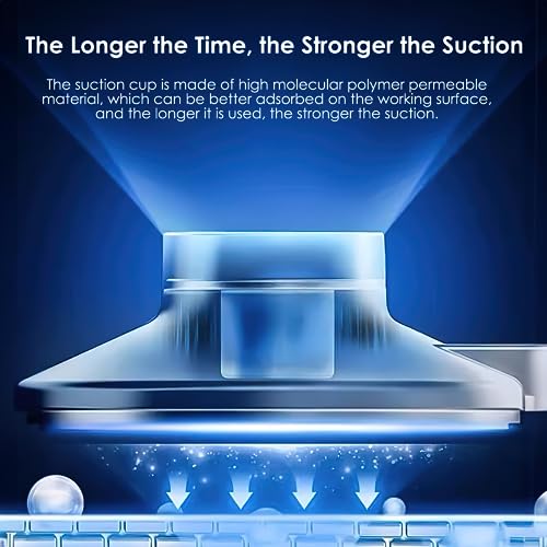 LUXEAR Suction Cup Towel Bar, 24 Inch Adhesive Bathroom Towel Bar, No Drill Hand Towel Holder with 5 Sliding Hooks, Wall Mounted Towel Bar for Shower Bathroom Kitchen Door - White