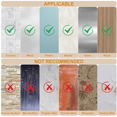 Honmein 6 Pcs Adhesive Wall Hooks for Hanging - Waterproof Shower Hooks, Heavy Duty Towel Hooks for Bathrooms, Kitchens, and Offices (Black)