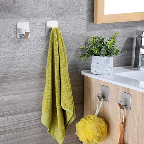 Taozun Self Adhesive Hooks – 4 Packs Towel Hook Bathroom Coat Hook Robe Hooks Brushed Sticky Hook Hanger, SUS 304 Stainless Steel