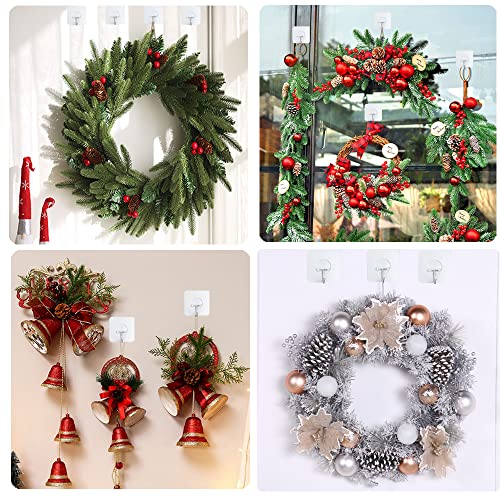 Fotosnow Adhesive Hooks Heavy Duty Wall Hooks 15lbs(Max) Reusable Seamless Transparent Shower Hooks Stick on Hooks for Hanging Bathroom Kitchen Outdoors -10 Pack