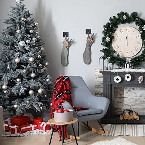 VIS'V Adhesive Hooks, Black Adhesive Towel Hooks Waterproof Self Adhesive Shower Wall Hooks Stainless Steel Stick on Hooks Heavy Duty Sticky Hooks for Bathroom Kitchen Livingroom Camper - 4 Pcs