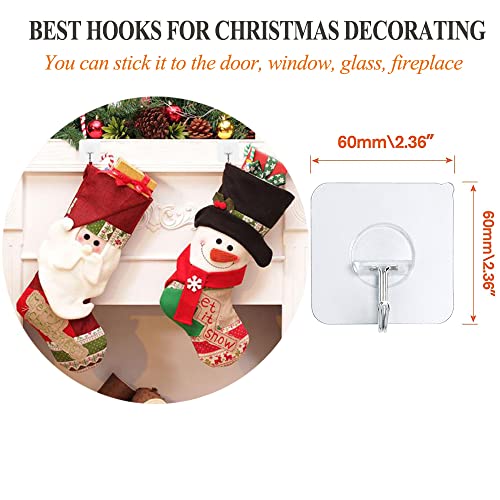 Fotosnow Adhesive Hooks Heavy Duty Wall Hooks 15lbs(Max) Reusable Seamless Transparent Shower Hooks Stick on Hooks for Hanging Bathroom Kitchen Outdoors -10 Pack