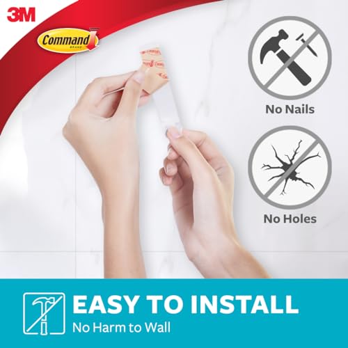 Command Large Double Bathroom Wall Hook, Damage Free Hanging Bath Hook with Adhesive Strip, Double Hook for Hanging Bath Towels, 1 Satin Nickel Colored Wall Hook and 1 Water-Resistant Command Strip