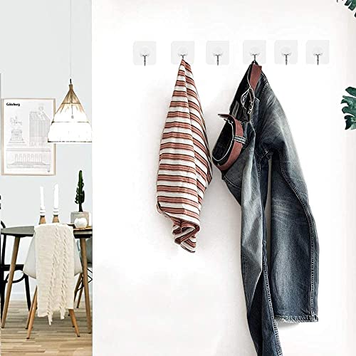 Fotosnow Adhesive Hooks Heavy Duty Wall Hooks 15lbs(Max) Reusable Seamless Transparent Shower Hooks Stick on Hooks for Hanging Bathroom Kitchen Outdoors -10 Pack