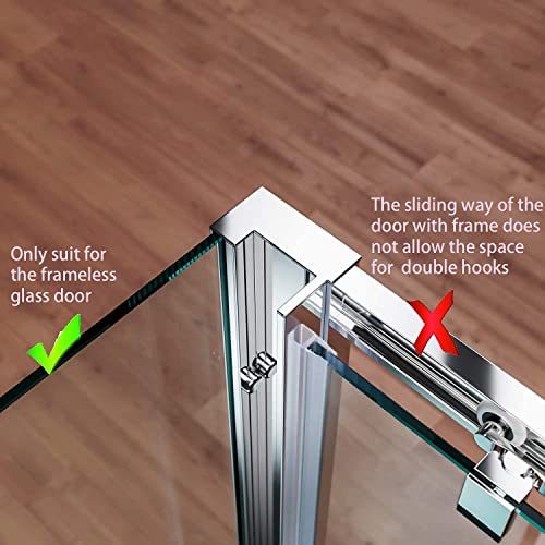 MOKIUER Double Hooks for Glass Shower Door, Towel Hooks Over The Bathroom Glass Wall 0.31-0.39in, Stainless Steel, Matte Black,2 Pack.