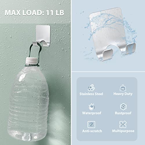 VIS'V Adhesive Razor Holder, Silver Self Adhesive Razor Hooks Shower Wall Razor Hanger Waterproof Stainless Steel Heavy Duty Bathroom Blade Shaver Holder for Men and Women - 2 Pcs