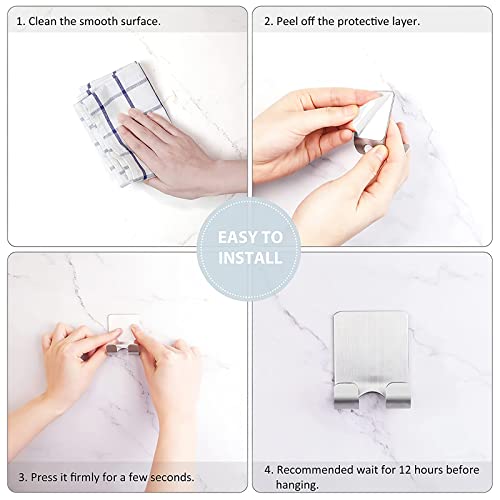 VIS'V Adhesive Razor Holder, Silver Self Adhesive Razor Hooks Shower Wall Razor Hanger Waterproof Stainless Steel Heavy Duty Bathroom Blade Shaver Holder for Men and Women - 2 Pcs