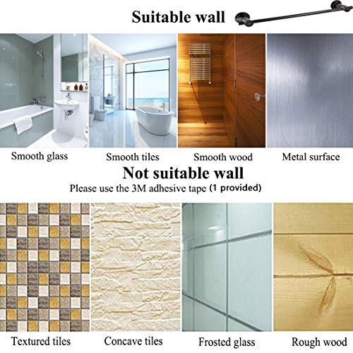 JiePai Suction Cup Towel Bar 24 Inch Oil Rubbed Bronze,Removable Modern Vacuum Suction Towel Holder for Bathroom Door Adhesive Towel Bar Suction Towel Rack Holde…