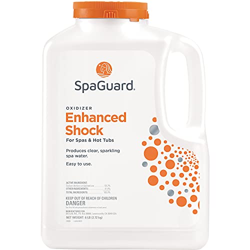 SpaGuard® Enhanced Shock 6lb with LeisureQuip ScumBoat & LeisureQuip Hot Tub Care Ebook Spa Shock Oxidizer Granular Chemicals for Hot Tubs 6 Pound Bottle