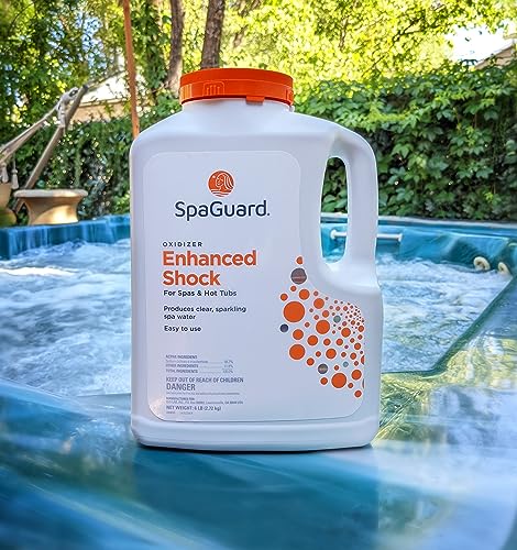 SpaGuard® Enhanced Shock 6lb with LeisureQuip ScumBoat & LeisureQuip Hot Tub Care Ebook Spa Shock Oxidizer Granular Chemicals for Hot Tubs 6 Pound Bottle