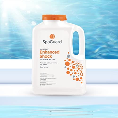 SpaGuard® Enhanced Shock 6lb with LeisureQuip ScumBoat & LeisureQuip Hot Tub Care Ebook Spa Shock Oxidizer Granular Chemicals for Hot Tubs 6 Pound Bottle