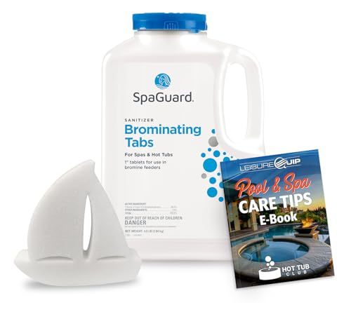 SpaGuard® Brominating Tablets 4.5lb Hot Tub Bromine Sanitizer Tabs (4.5lb) with LeisureQuip ScumBoat & LeisureQuip Digital Hot Tub Care Ebook