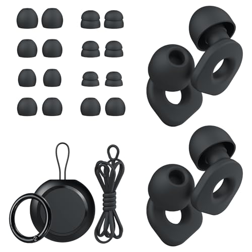 2 Pairs Reusable Earplugs with 8 Ear Tips
