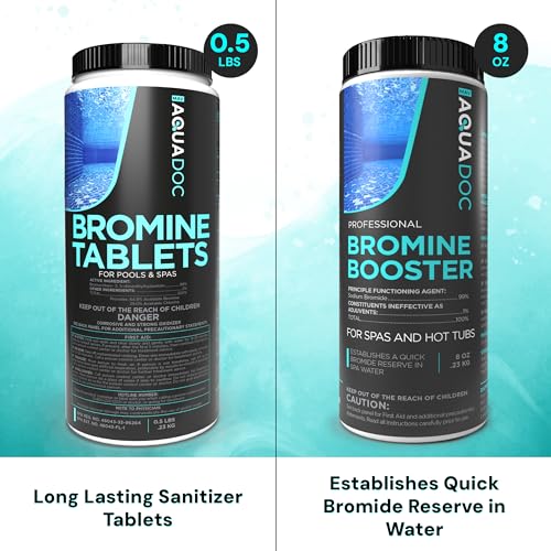 Aquadoc Bromine Hot Tub Starter Kit for Spas, Complete Spa Maintenance Kit with Bromine Tablets & Complete Hot Tub Chemicals Starter Kit with All Spa Chemicals for Hot Tub Kit for pH Water Balance