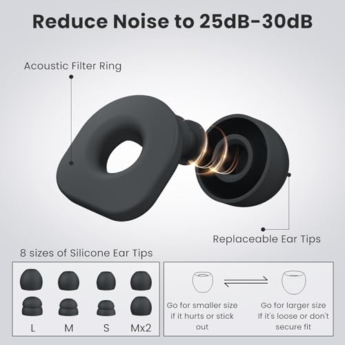 2 Pairs Reusable Earplugs with 8 Ear Tips