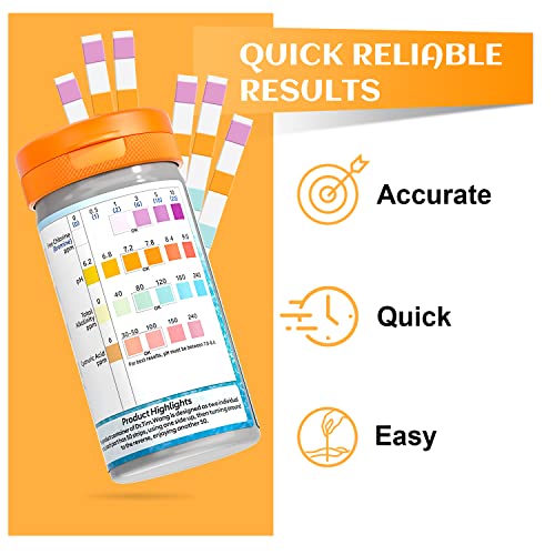 Pool and Hot Tub Test Strips - Medical-Grade Precision 3-1 4-1 7-1 Pool Test Kit - Testing pH, Free Chlorine(Bromine), Total Alkalinity & Cyanuric Acid and So on - Pool Water Test Kit