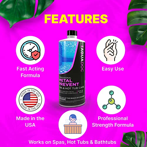 Spa Metal Control - Advanced Spa Metal and Stain Control & Spa Metal Prevent. Maximize your Hot Tub Metal and Stain Control and keep The Spa Metal Out of your Hot Tub - MAV AquaDoc 16oz