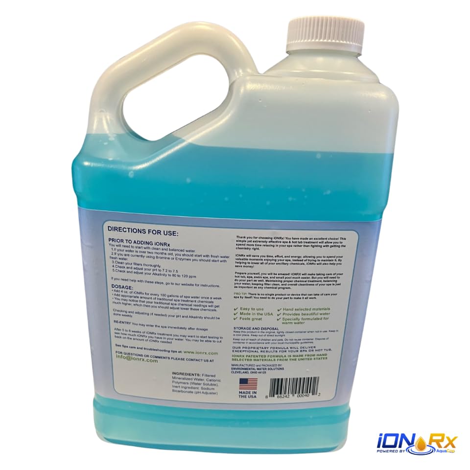 IONRX Hot Tub & Spa, Treatment, Conditioner, Balancer, Clarifier, Great for Sensitive Skin Spa Maintenance Made Easy 128 fl oz.