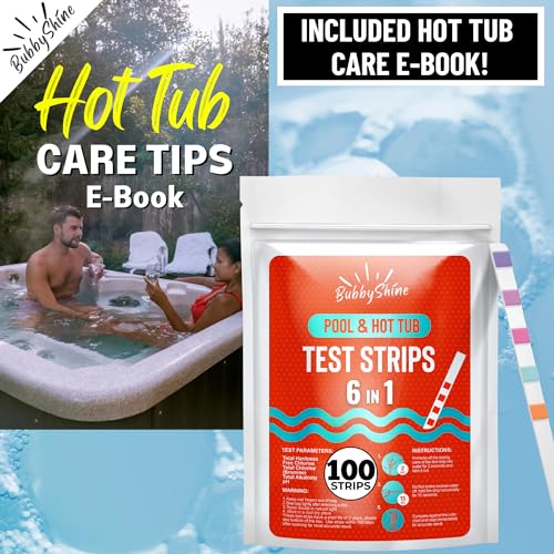 BubbyShine, Pool Test Strips - Pool Test Kit, Pool Water Testing Kit, Hot Tub Test Strips, Chlorine Test Strips for Pool Testing Kit, Spa Test Strips for Hot Tub Testing Strips, ph Strips