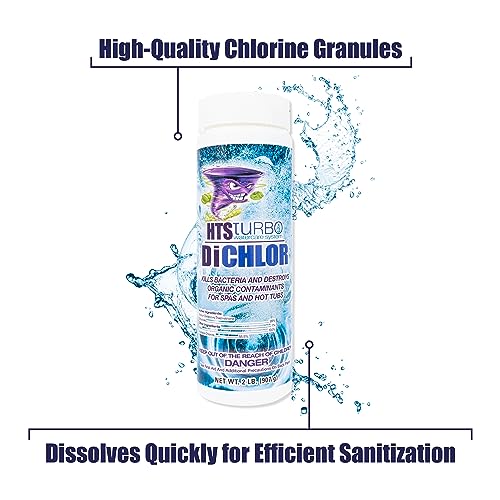 HTS Turbo Dichlor Granular Chlorine Sanitizer for Hot Tubs and Spas (2 lbs)