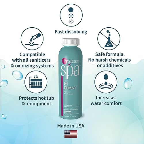 ProTeam Spa pH Increaser for Hot Tub - Spa Up for Hot Tub - pH Up Hot Tub pH Increaser - with SplashWiz Hot Tub Chemicals Care Guide e-Book - Spa pH Up Spa - Made in USA (1 lb)