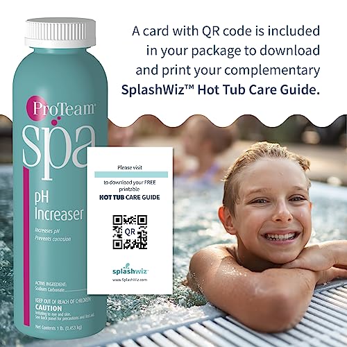 ProTeam Spa pH Increaser for Hot Tub - Spa Up for Hot Tub - pH Up Hot Tub pH Increaser - with SplashWiz Hot Tub Chemicals Care Guide e-Book - Spa pH Up Spa - Made in USA (1 lb)