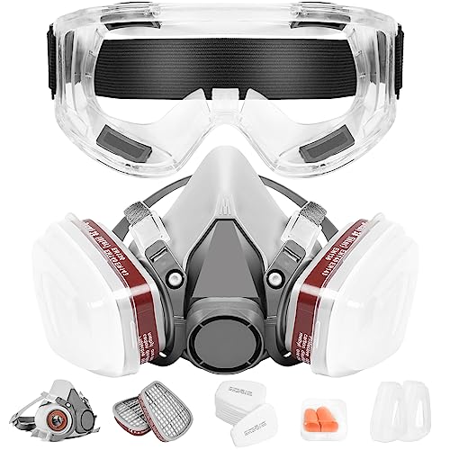 Half Face Gas Mask with Safety Glasses for Work