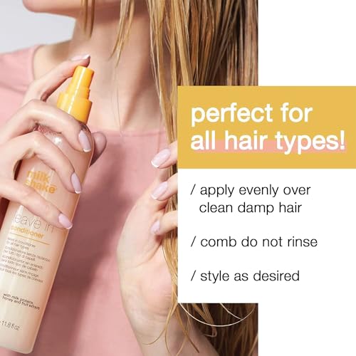 milk shake Leave-In Conditioner Spray Detangler for Natural Hair - Protects Color Treated Hair and Hydrates Dry Hair For Soft and Shiny Straight or Curly Hair, 11.8 Fl Oz