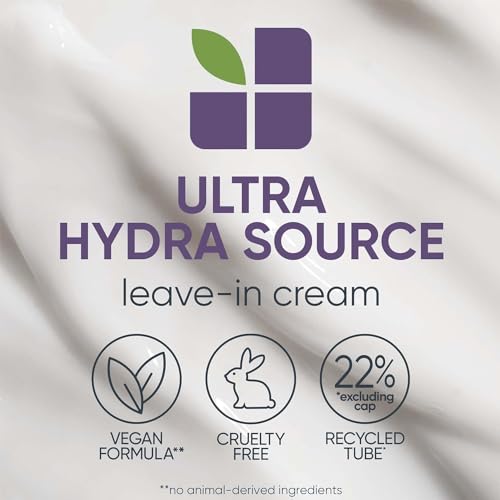 Biolage Ultra Hydra Source Leave-in Cream with Cupuacu Butter | Conditions & Softens Hair | For Very Dry Hair | Vegan | Silicone & Paraben Free | Cruelty Free | 6.7 Fl. Oz