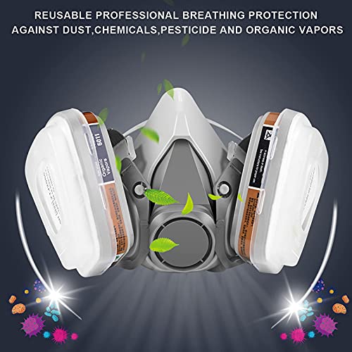 Half Facepiece Gas Mask with Safety Glasses - Reusable